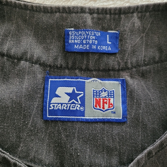 Vintage STARTER LA Oakland Las Vegas Raiders NFL 🏈 Acid Wash Baseball Jersey - Picture 7 of 10